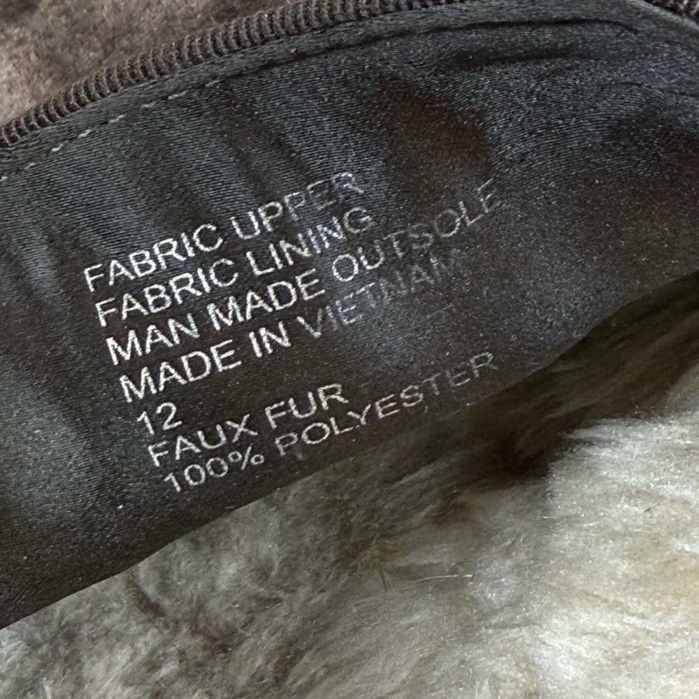 Birdies Velvet Loafers Women's 12 Charcoal Gray Excellent Fur Lined Slipper Flat - Picture 8 of 8